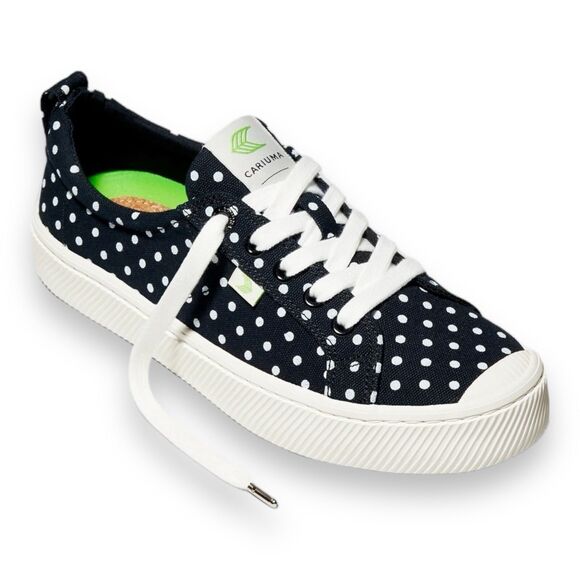 Cariuma Sneakers WMNS 12.5 Black Polka Dot‎ OCA Low Canvas Bamboo Organic Sporty - Picture 1 of 11